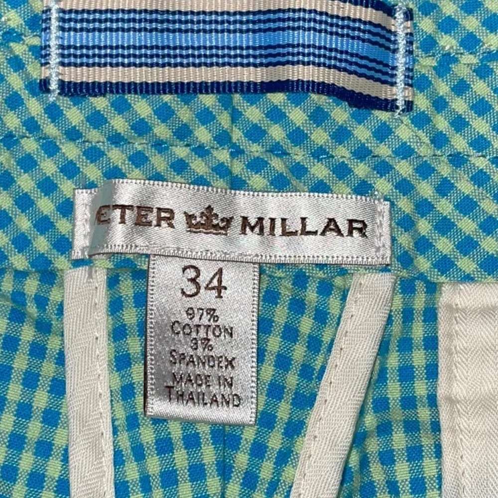 Men's‎ Peter Millar Teal Plaid Golf Shorts Size 34